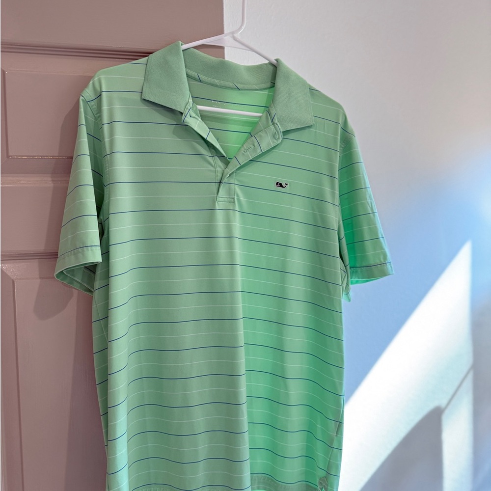 Vineyard Vines Light Green Striped Polo
